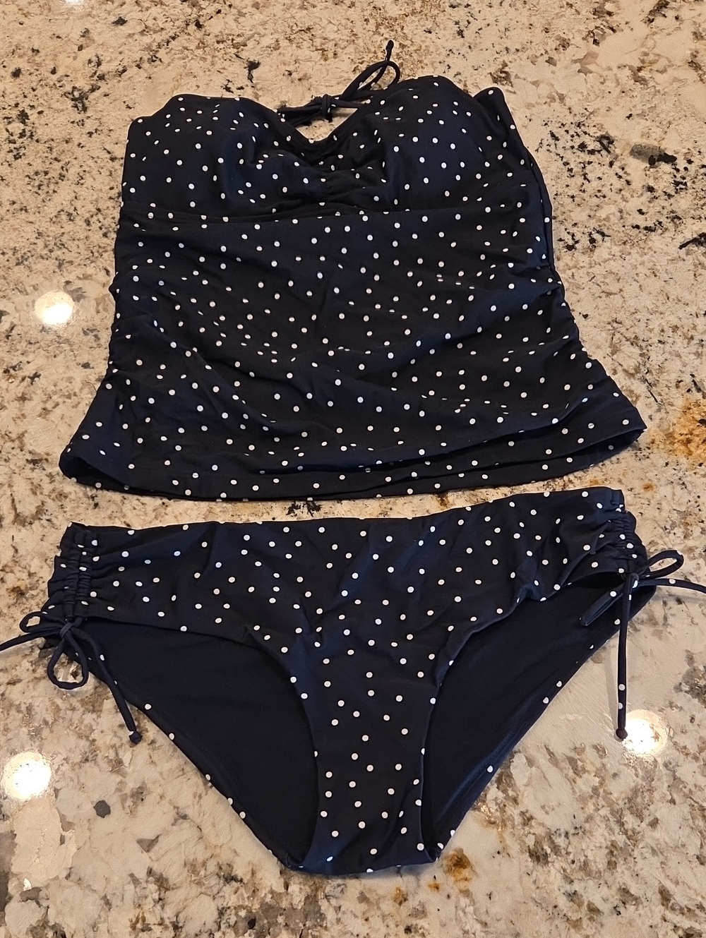 Navy Blue Polka Dot Tankini Set